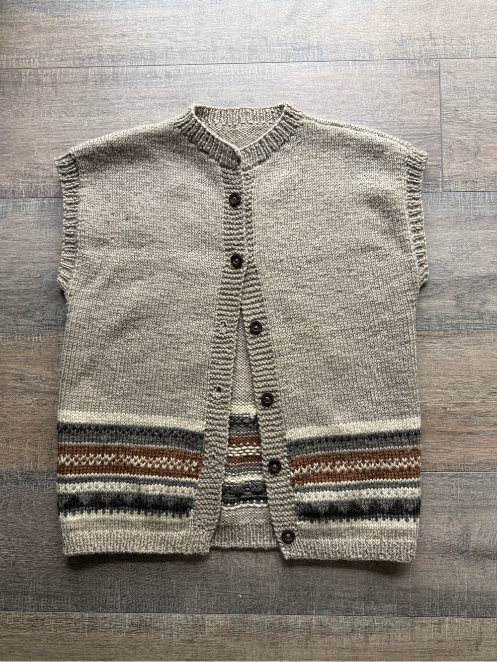 Hand Knit 100% Wool Sweater Vest | Geometric Western Nordic Vest